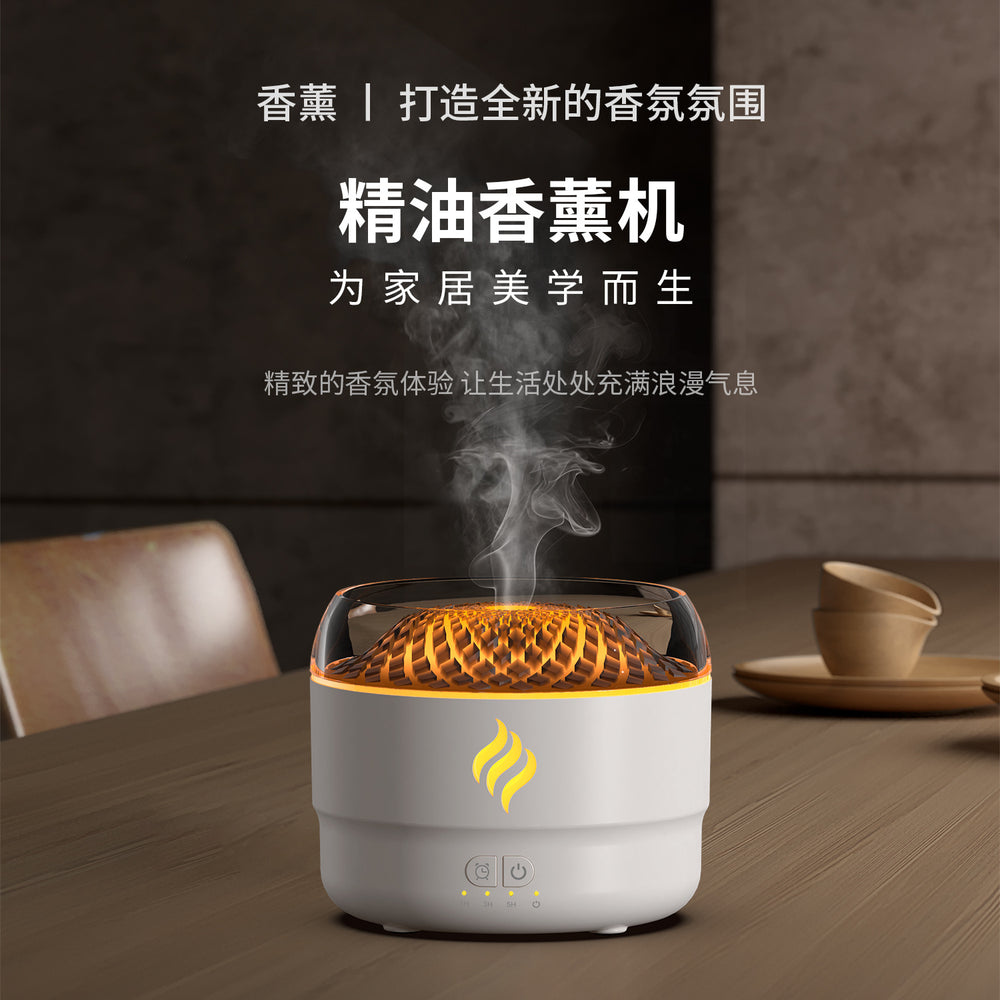 new desktop colorful simulated flame aroma diffuser, usb air humidifier aroma diffuser for home and hotel use
