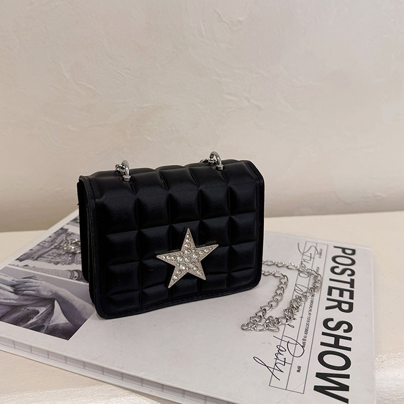 New bright diamond star personalized chain bag women's versatile foreign style mini shoulder bag trendy and decorative messenger small square bag