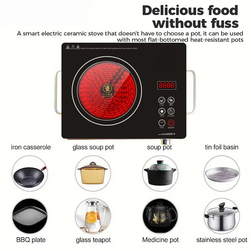 Electric ceramic cooker - high-power multifunctional induction cooker for home cooking, stir-frying, and hot pot - cross-border wholesale