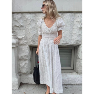 summer new women's fashion european and american style french retro polka dot slim-fit maxi dress - elegant and chic puff sleeve dress