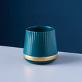 Gold-trimmed striped ceramic fruit fork storage jar - stylish stainless steel fruit forks, a great home essential, spoon and fork set