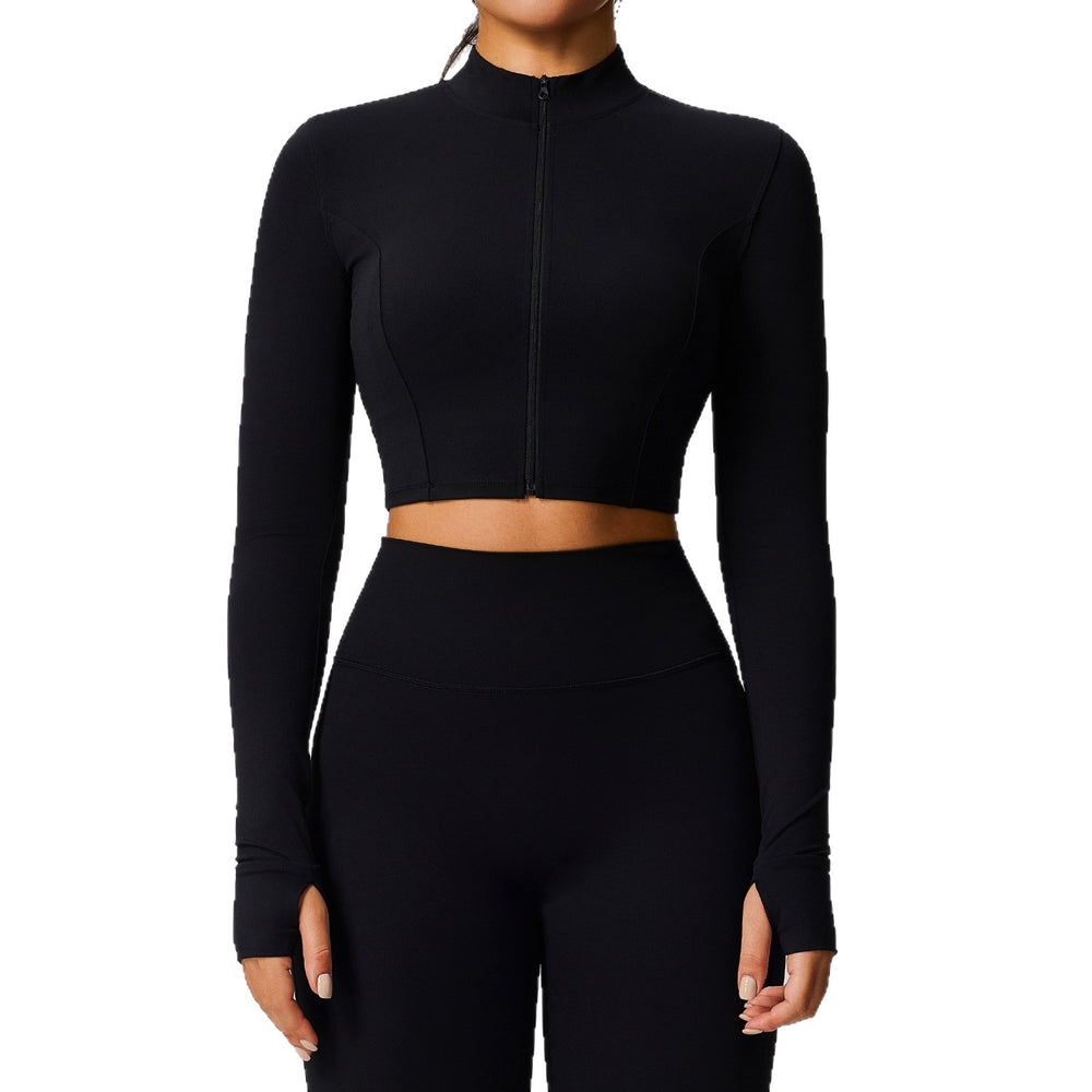 European and american autumn/winter zip-up yoga jacket for women, outdoor running long sleeve fitness jacket, cloud-feel quick-dry activewear yoga top