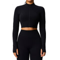 European and american autumn/winter zip-up yoga jacket for women, outdoor running long sleeve fitness jacket, cloud-feel quick-dry activewear yoga top