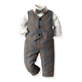Factory direct children's spring fashion set: korean style plaid vest three-piece outfit for boys, kids' formal wear - in stock