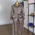 European and american cross-border women's fashion:  autumn new collection - trendy printed oversized long-sleeve shirt and wide-leg pants casual set