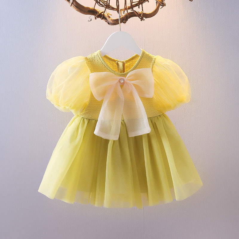 summer korean style french fairy dress - kids' large bow tutu dress for baby girls - purple tulle dress