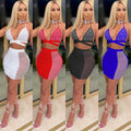 C3645 cross-border new product   fashion european and american nightclub skirt hot diamond cross strap backless two-piece set