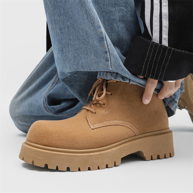 Derby shoes springnew arrivalhigh-top thick sole big toe boots retro suede workwearfashiontrendy rhubarb boots
