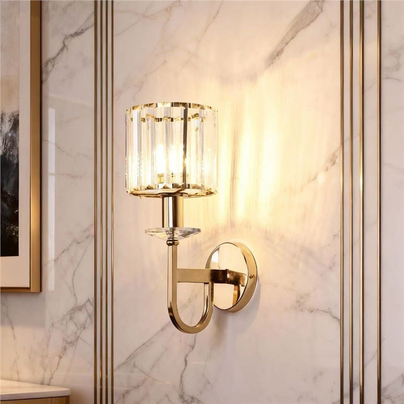 Postmodern light luxury crystal wall lamp - nordic style bedroom bedside lamp, living room background wall, hotel stairway aisle light