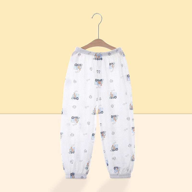 Baby pants summer thin pure cotton children's mosquito pants boys girls bloomers baby long pants sleep pants mesh