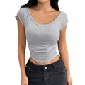 cross-border women's fashion hot seller: minimalist design t-shirt - versatile, elegant, slim-fit cropped top for summer