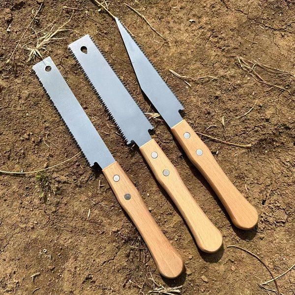 Wooden handle double-edged saw SK5 hand saw double-sided tooth quenching sharp fast saw tree artifact dense tooth small hand saw