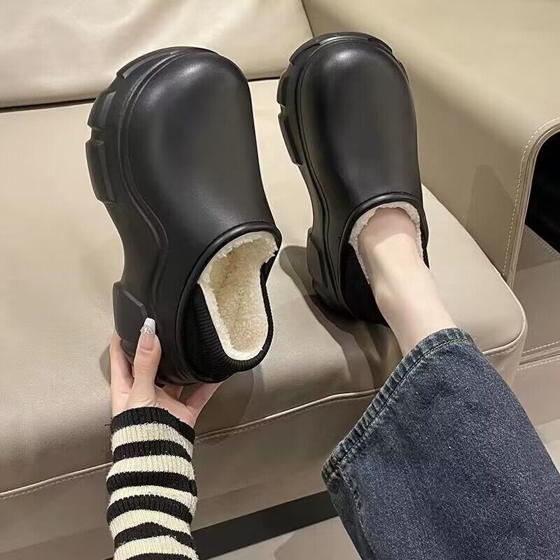 Women's winter cotton slippers - 2025 new indoor home cute warm fuzzy bowknot fleece-lined cotton shoes