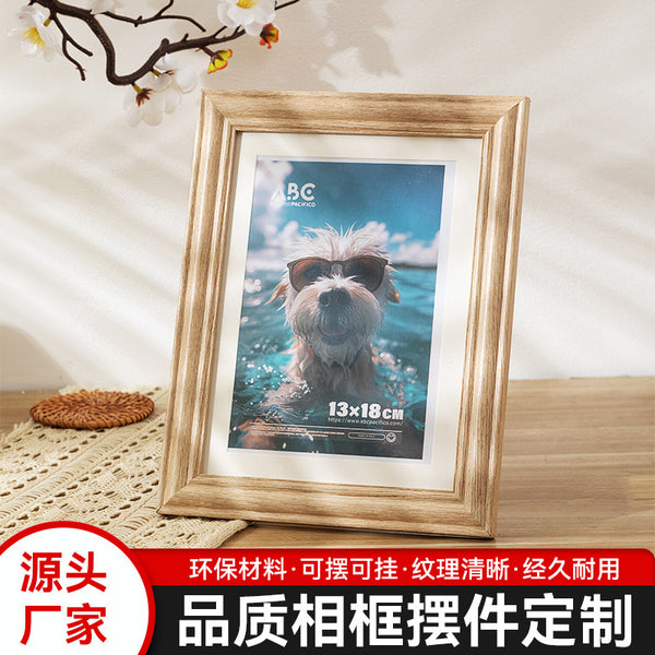 Solid wood photo frame empty frame hollow table 6_7_8 inch family photo wedding photo frame wall mirror frame modern