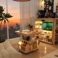 Solid wood modern adjustable height coffee table mobile cart folding dining table dual-purpose tea table multifunctional living room sofa side table