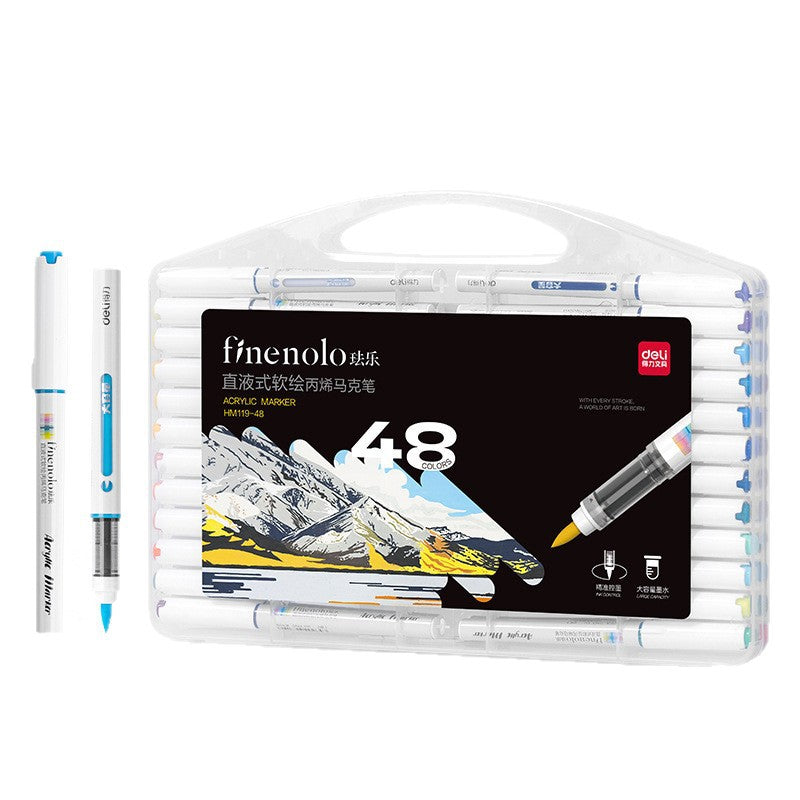 Deli Direct Liquid Soft Painting Acrylic Marker Large Capacity Not Easy to Transmit Color Can Stack Color Soft Head For Art Students