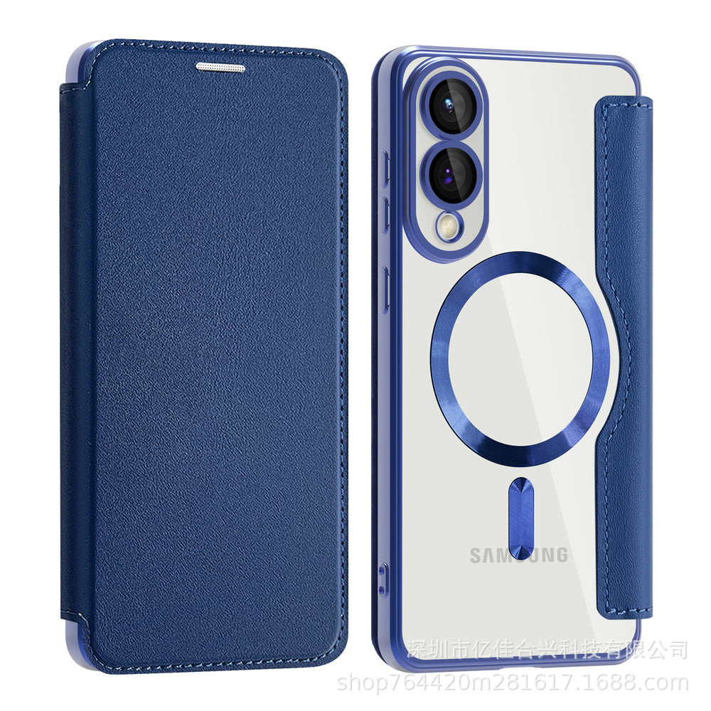 Suitable for samsung s26plus business flip gold shield magnetic leather case s23 mobile phone case s24ultra sheath a07