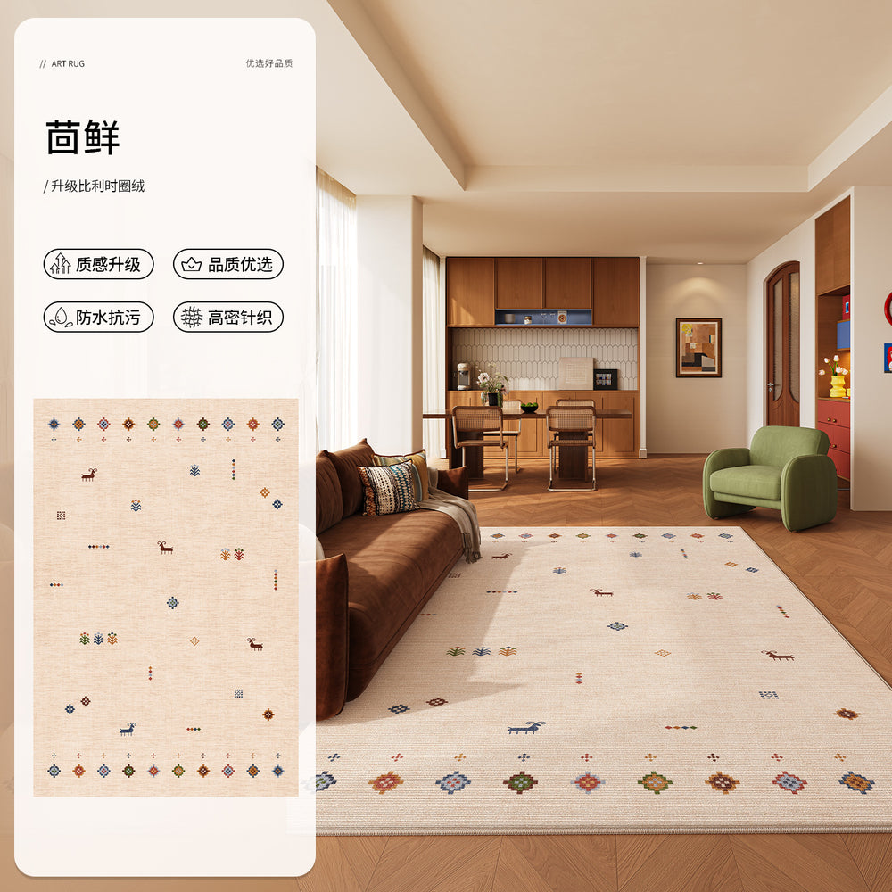 Carpet living room dopamine american retro medieval style 2026 new no-wash and wipeable sofa floor mat waterproof and anti-fouling
