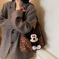 Leopard print large capacity bag for women, 2025 new arrival, trendy commuter shoulder & crossbody bag, casual retro multi-use backpack