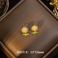 [titanium steel] new style full zirconium sunflower necklace women's earrings niche design high-end pendant clavicle chain jewelry