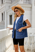 Fashion cross-border  new denim vest vest multi-pocket stylish  spring & fall washed waistcoat for women