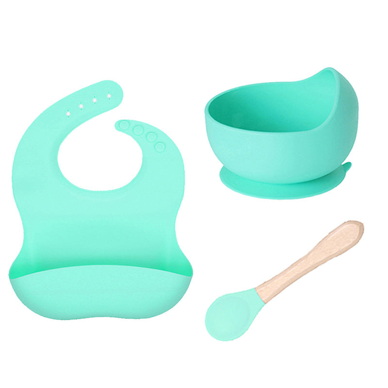 Factory customized LFGB silicone children's tableware 6-piece set, infant food grade beech silicone feeding tableware