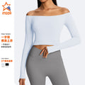 Amazon cross-border new long-sleeve sports t-shirt, one-shoulder fitness top, running pilates sexy yoga wear