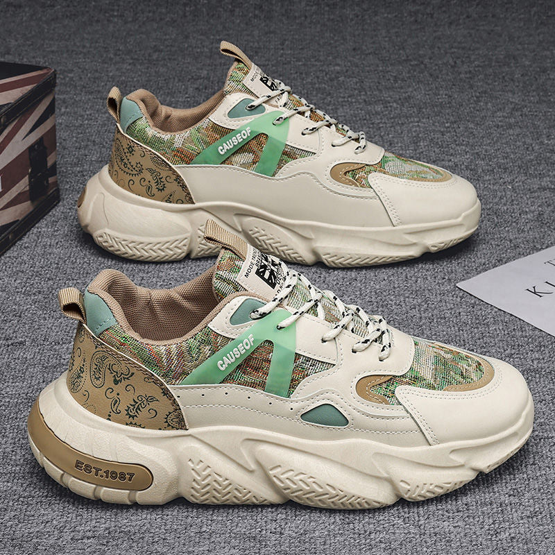 Spring & fall men's shoes new arrival breathable shoes men's sports shoes k-styletrendyeasiest for matchwhitethick solecasual dad shoes