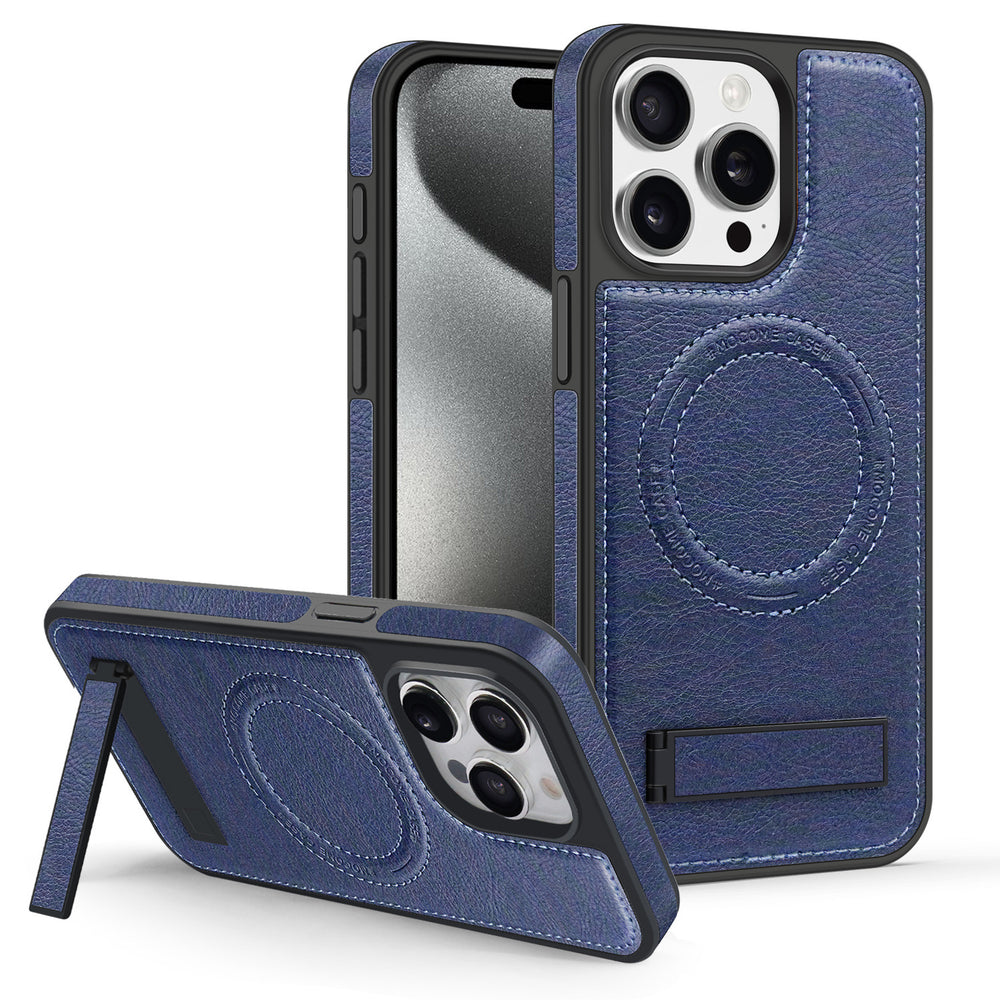 Leather stand foreign trade model compatible with iphone 16 phone case apple 17 pro max crystal shield magnetic protective cover 14
