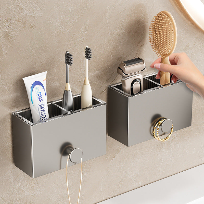 Gun Ash Toilet Shelf No Punching Comb Toothbrush Paste Storage Box Wall Hanging Bathroom Toilet Wash Table Hanger