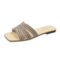 plus size cross-border flat slippers women's summer outwear full diamond one-line casual beach vacation sandals women's wholesale