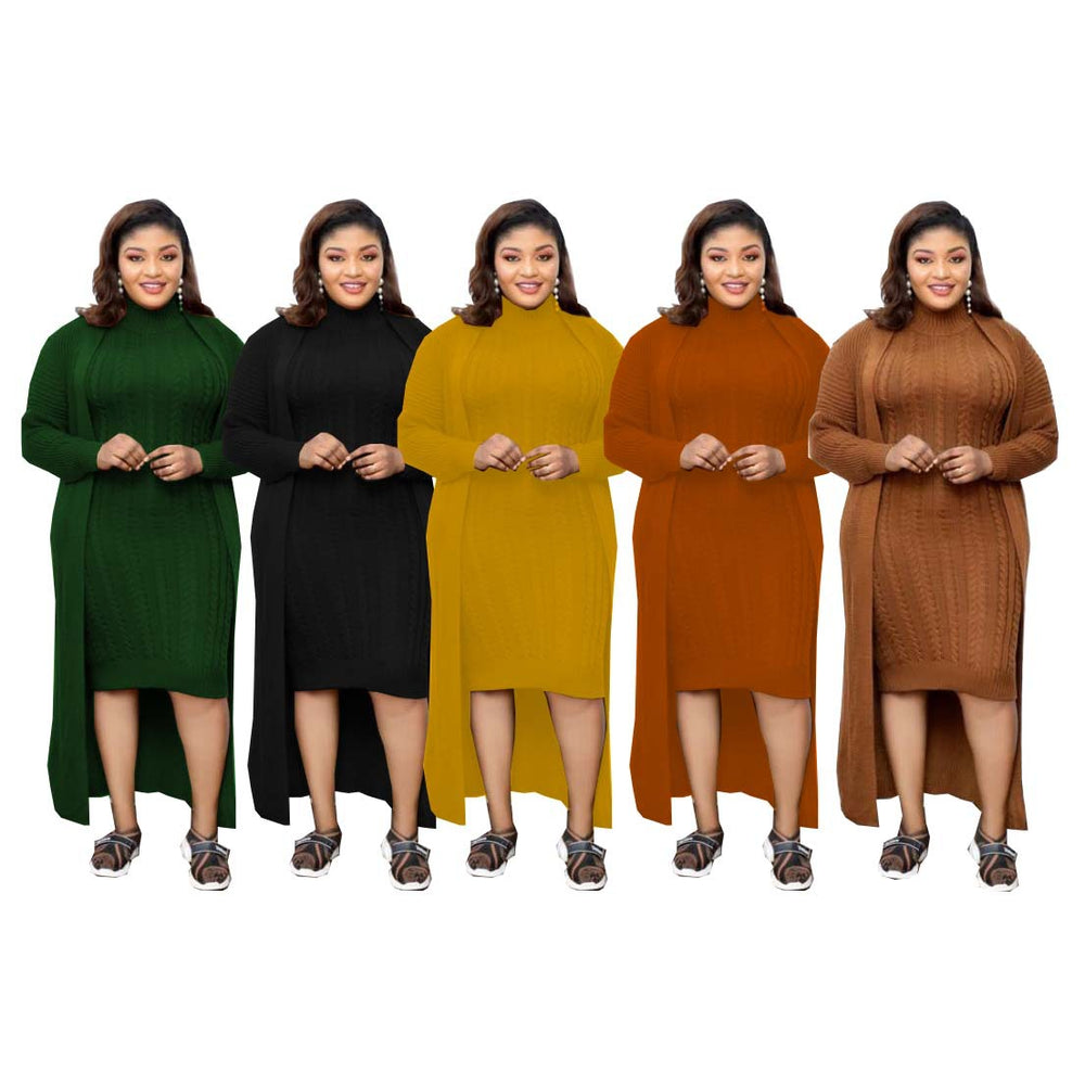 supply of african women's clothing plus sizeknittingdresslongoutwearthickenedtwo-piece set