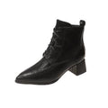 fall/winter new retro lace-up ankle boots pointed toe side zipper mid-heel chunky heel fashion boots women's boots plus size