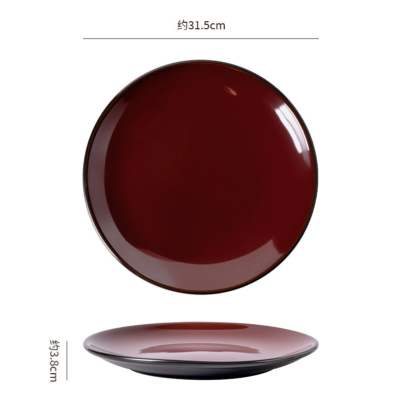 Retro high-looking ceramic stylish dessert plate shallow plate restaurant hotel cooking plate steak western food plate snack plate