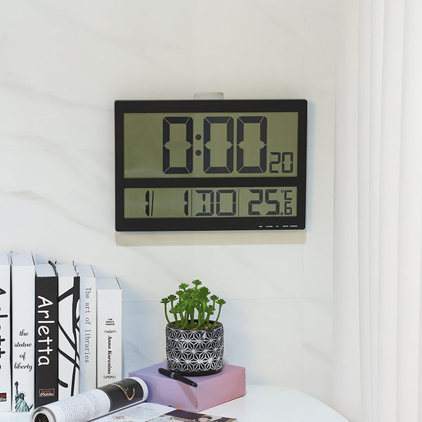 Simple and stylish silent electronic clock, large screen LCD perpetual calendar wall clock, large digital display 0302