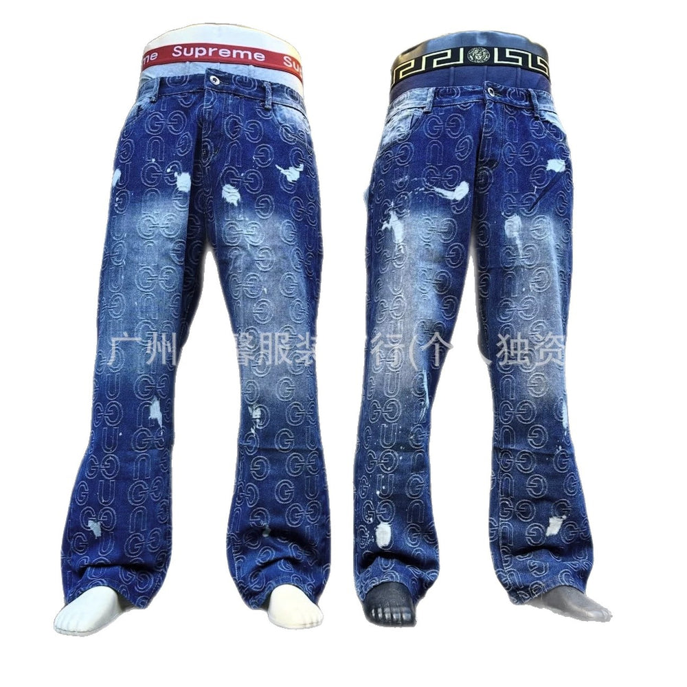 Men jeans high street trendy brand loose cross croomenjeans pants wholesale wholesale