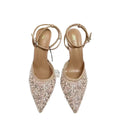Za summer new women's shoes black shiny mesh sequin embroidery pearl full rhinestone high heel pointed toe slingback mules