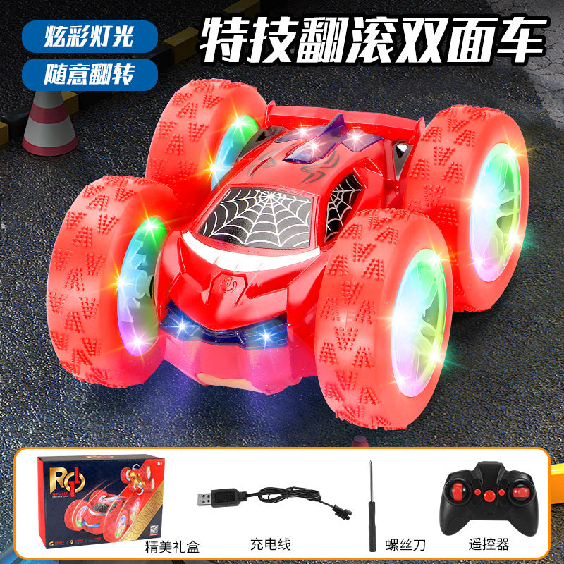 spider double-sided stunt drift car four-wheel drive off-road climbing light stunt rotate remote control car kids toy