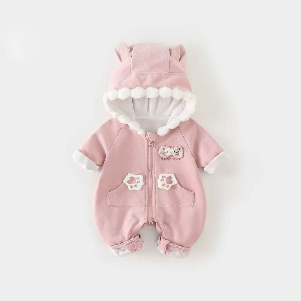 Spring & fallnew arrival baby k-style khaki spring & fall baby infant cute outing cat clothes one-piece romper