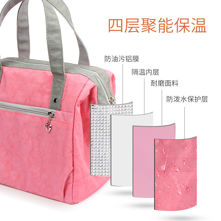 Customized printed logo portable thermal insulation bag aluminum foil thickened hand carry bento bag lunch box bag office workers custom