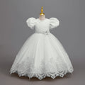 Ready-to-ship new lace wedding dress bubble sleeve princess dress girls birthday party dress kids dress