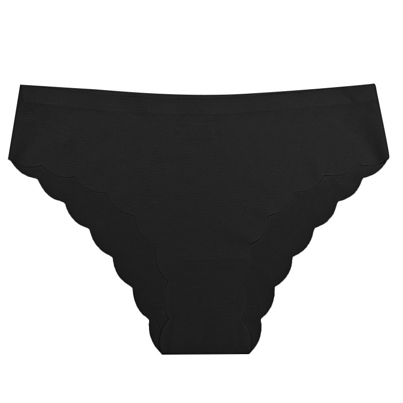 factory wholesale ice silk seamless underwear wavy edge low waist sports fold waist women's nylon briefs pure cotton crotch