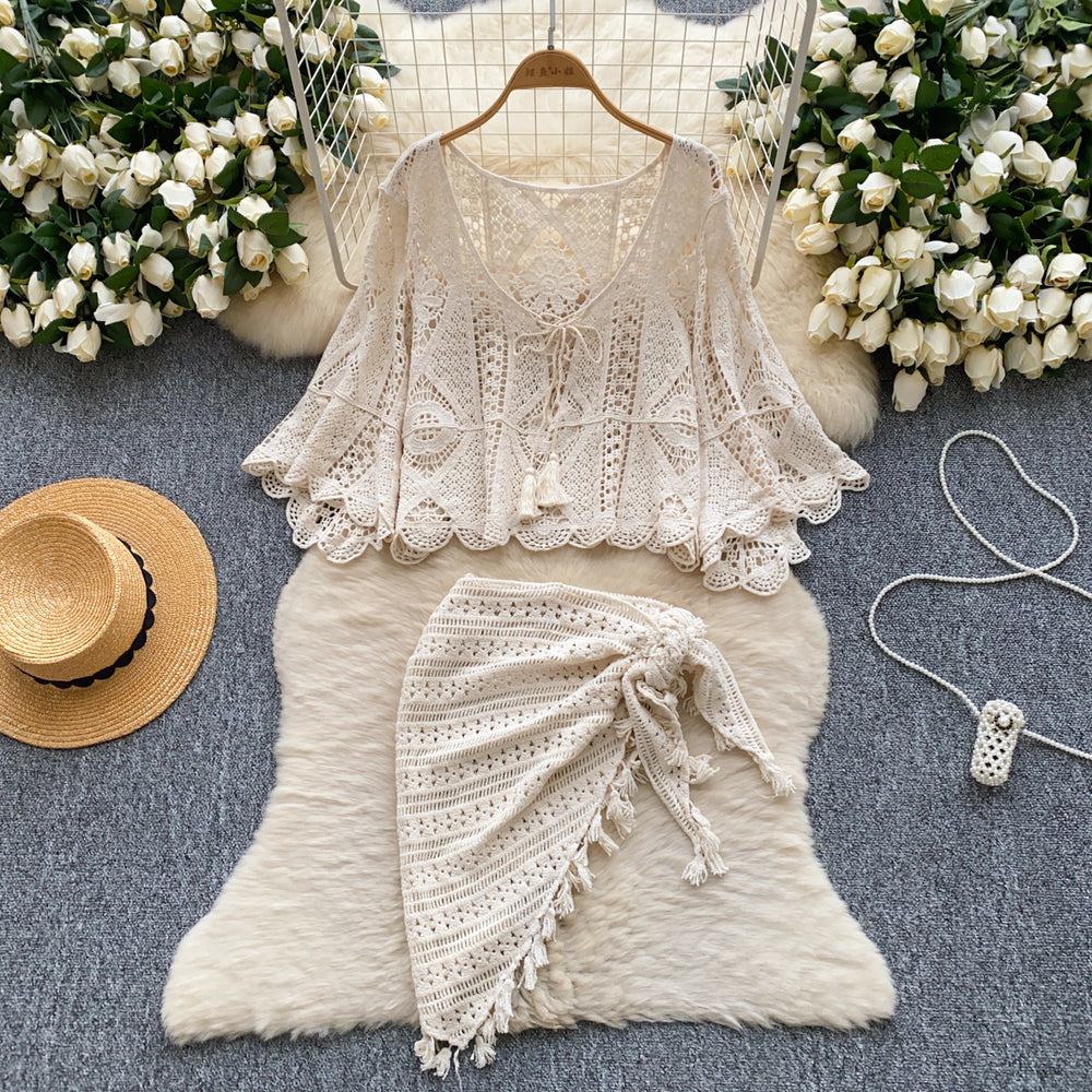 European and american style retro jacquard knit set - women's sleeveless tank top + midi skirt - high-end socialite two-piece outfit