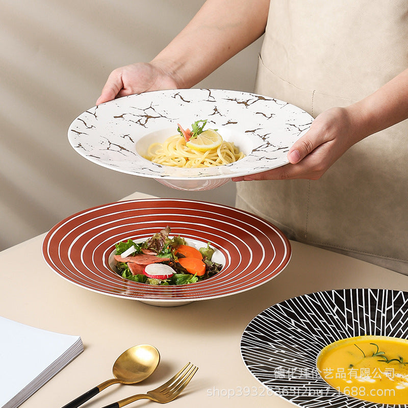 Nordic creative high-end western dinner plate pasta plate hotel restaurant upscale dessert pastry pasta presentation plate