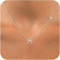 niche design copper zircon gold-plated bows necklace 2025 new style fashionaccessible luxury necklace