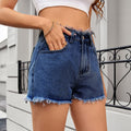 Fashion cross-border  women's clothing new arrival  independent station washed hot girl raw edge denim shorts hot pants trendy