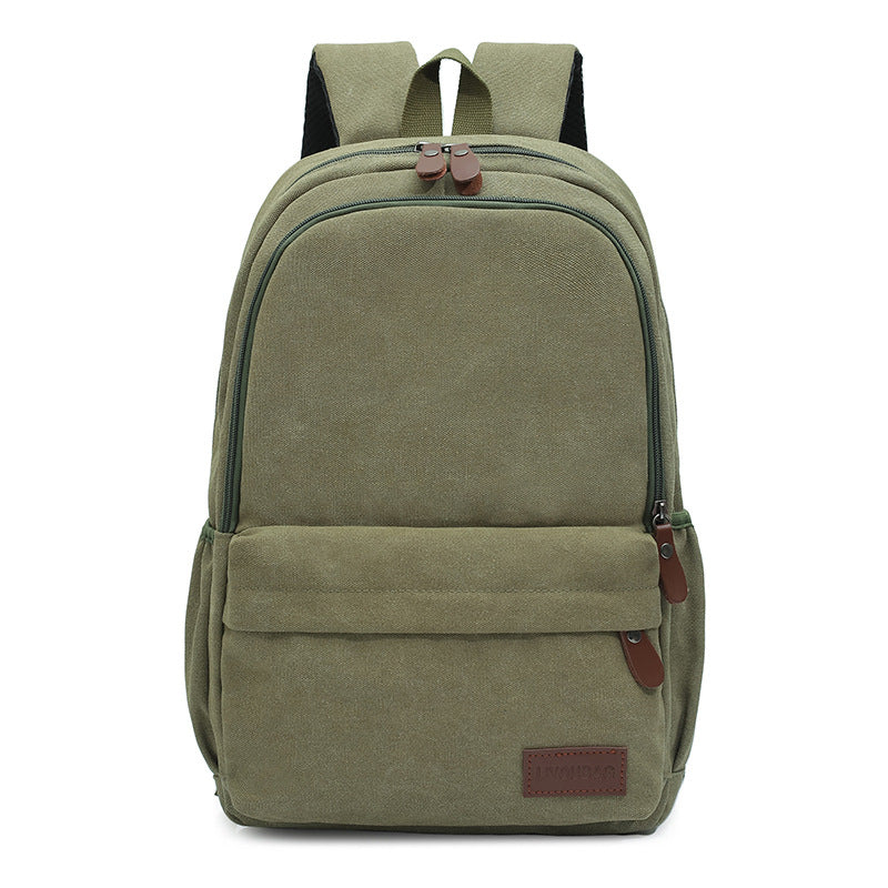 Cross-border casual canvas backpack male large-capacity college student schoolbag waterproof computer backpack outdoor travel backpack