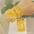 Middle eastern dubai luxury round adjustable gold plated women's bracelet and ring handmade jewelry wedding gift