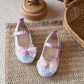 new gradient rainbow sequin girls' princess shoes - mesh rhinestone bow velcro soft sole kids' shoes