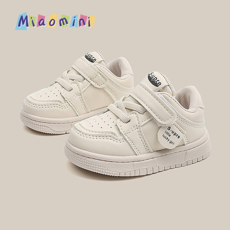 spring/autumn new korean style boys' baby shoes, white sneakers, first walking shoes, children's athletic shoes, unisex kids' skate shoes